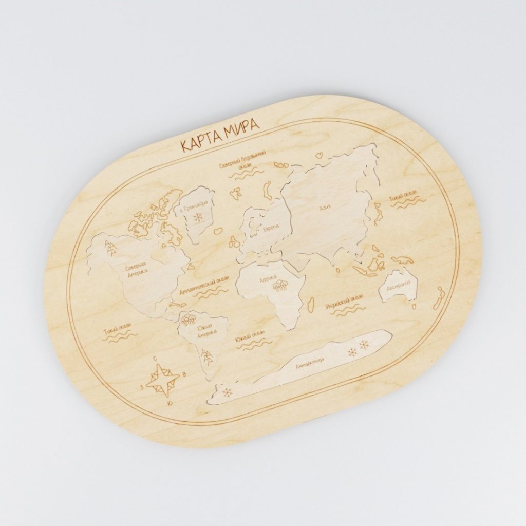 Drvena slagalica mapa sveta - Kontinenti